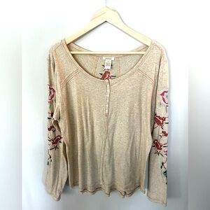 Sundance Oatmeal Henley Long Sleeve - Size L